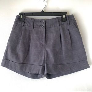 Charlotte Rouse - Gray Preppy Plaid Cuffed Shorts